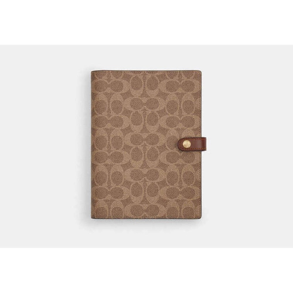 Coach Brown and Tan Signature Pattern Notebook